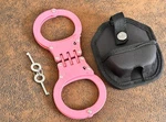Pink Double Lock Hinge Steel Handcuffs Police Security Guard Grade Standard Size. Fixed Price $37.72.