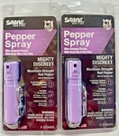 Sabre Mighty Discreet Personal Safey Self Protection Pepper Spray 2 Pcs Purple. Fixed Price $17.99.