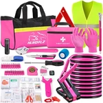 Hlwdflz Car Roadside Safety Kit - 129pcs Pink Winter Emergency Road Side. Fixed Price $56.17.