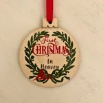 Memorial First Christmas In Heaven Wood Ornament, Handmade, New. Fixed Price $10.00.