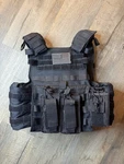 Tacticon Armament Plate Carrier Set Black Nylon Molle W/ Trauma Pad & Plates. Fixed Price $230.00.