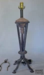 Frederick Cooper Chicago Wrought Iron 4-leg Table Lamp W/ Wood Collar 33" Mcm. Fixed Price $264.99.