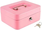 Xydled Locking Steel Medium Cash Box With Removable Coin Tray Medium, Pink. Fixed Price $21.82.