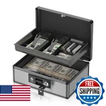 Lockbako Locking Cash Box With Money Tray And Key, Secure Safe For Cas. Fixed Price $86.76.