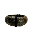 Heavy Old Vintage Cow Bone And Silver Plate Hinged Cuff Bracelet Pin Lock. Fixed Price $47.00.
