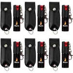 6 Pack Burn Pepper Spray 1/2oz Security Self Defense In Black Keychain Holster. Fixed Price $28.50.