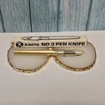 Vintage X-acto Pen Knife Gold Tone Metal Barrel No. 3 Safety Cap Pocket Clip Box. Fixed Price $28.98.