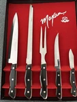 Maxam Steel Precision Hollow Ground Knives 5 Pcs. Wood Handles/dishwasher Safe. Fixed Price $13.99.