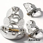 Silver Snake Hollow Stainless Steel Chastity Cage For Men Anti-cheating Lock. Fixed Price $44.99.