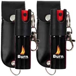 2 Pack Burn Pepper Spray 1/2oz Security Self Defense In Black Keychain Holster. Fixed Price $11.95.