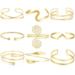 Brocc 9pcs Gold Arm Cuff Bangle Bracelets For Women Armband Coil Swirl. Fixed Price $26.45.