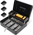Cash Box With Lock And 2 Keys, Large Boxes, Metal Money Tray,. Fixed Price $91.36.