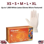 Up To 1000 White Exam Latex Gloves Xs/s/m/l/xl Micro-textured Powder-free Medic. Fixed Price $170.19.