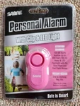 Personal Alarm W/ Clip & Led Light, Pink, New. Fixed Price $10.99.